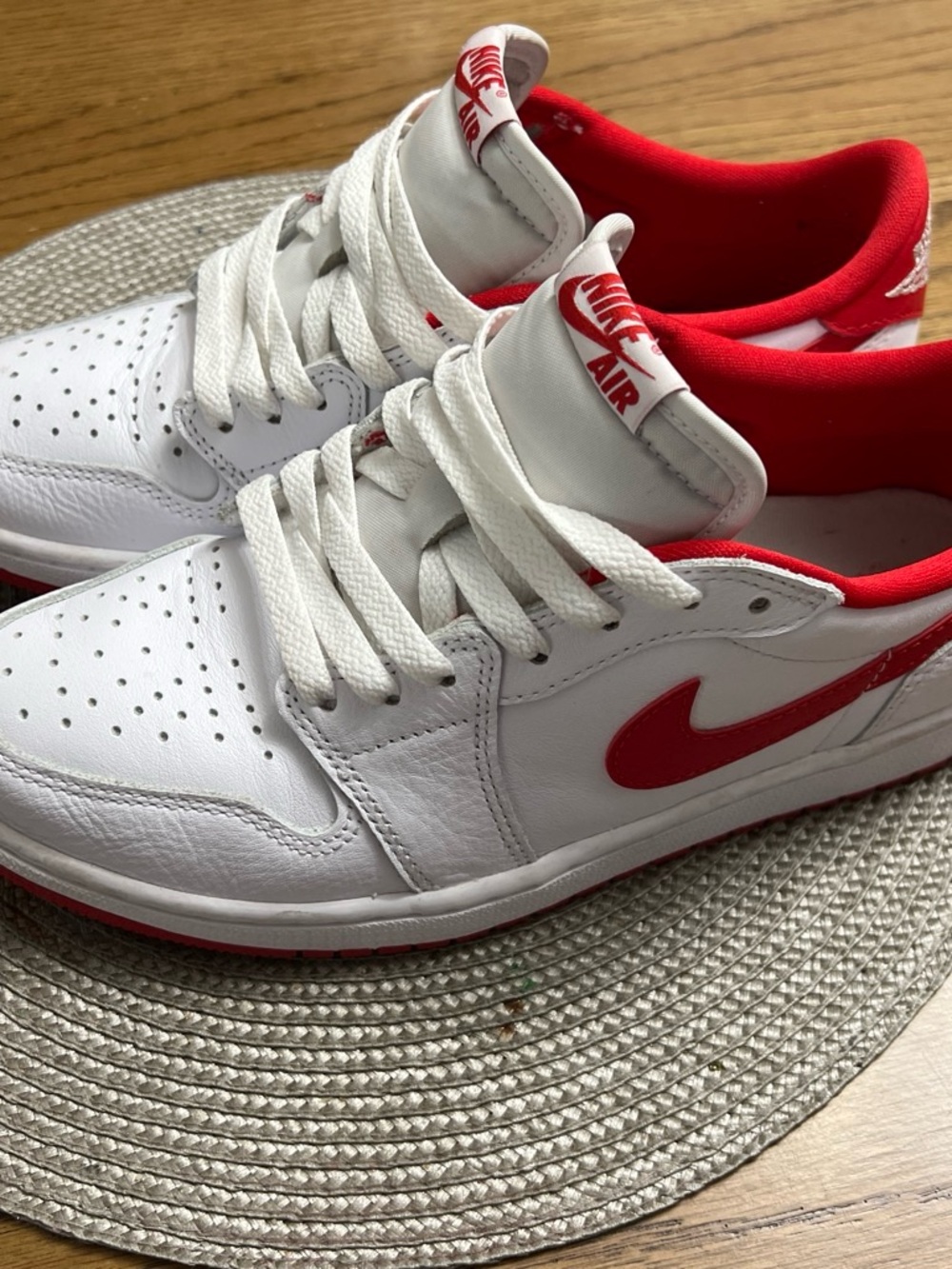Nike Air 1 University Red White and Red Low-Top Sneakers with Red Swoosh